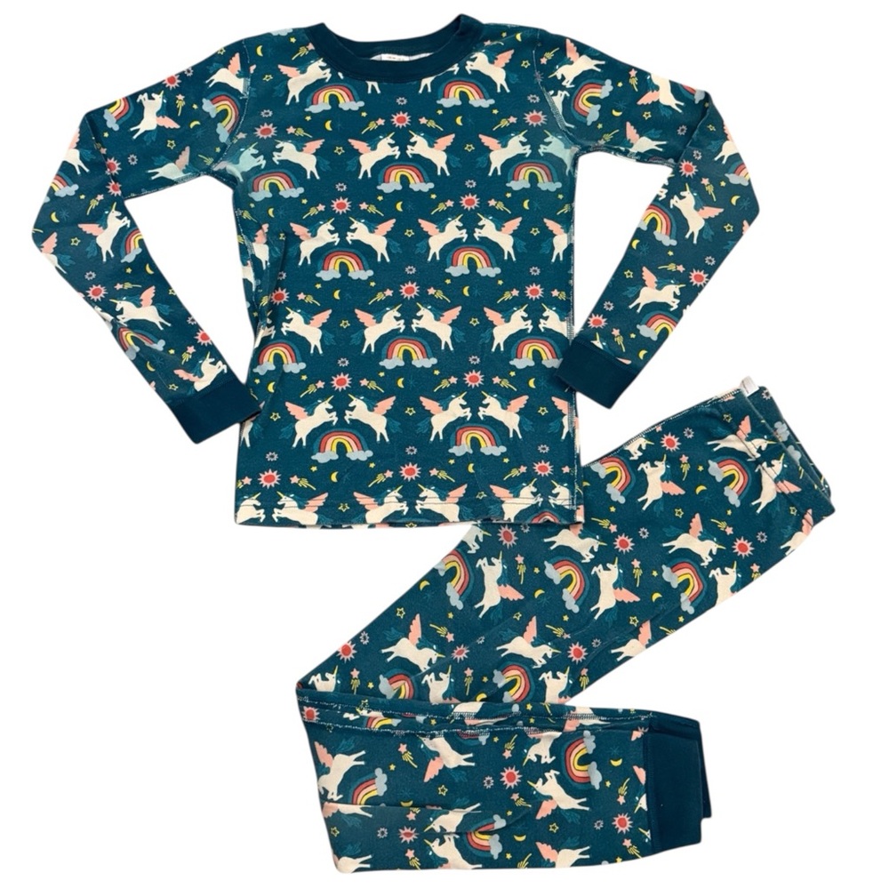 Hanna Andersson Organic Cotton Unicorn Rainbow Pajamas – Size 12 / 150 cm